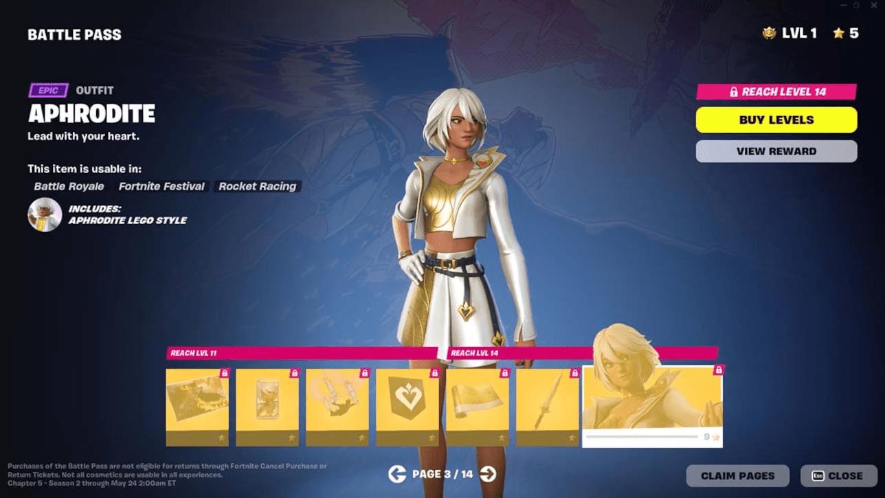 Fortnite Chapter 5 Season 2 Aphrodite Skin Battle Pass Page 3